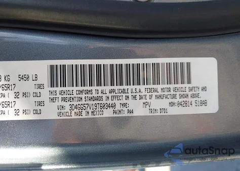 2009 Dodge Journey Sxt z USA, uszkodzony, nr VIN 3D4GG57V19T603440